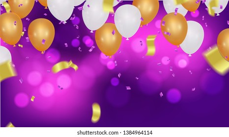 Birthday balloons template. Luxury shiny colorful balloons vector graphic. Vector Illustration of a Happy Birthday Greeting Card Design, flyer, poster sign banner web postcard, invitation