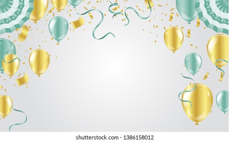 Birthday balloons template. Luxury shiny colorful balloons vector graphic. Vector Illustration of a Happy Birthday Greeting Card Design, flyer, poster sign banner web postcard, invitation