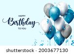 Birthday balloons vector background design. Happy birthday to you text with balloon and confetti decoration element for birth day celebration greeting card design. Vector illustration