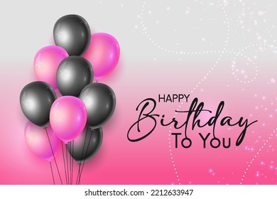 Birthday balloons vector background design. Happy birthday to you text with balloon and confetti decoration element for birth day celebration greeting card design. Vector illustration