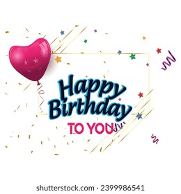 Birthday balloons vector background design. Happy birthday to you text with balloon and confetti decoration element for birth day celebration greeting card design. Vector illustration