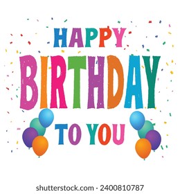 Diseño de fondo vectorial de globos de cumpleaños. Feliz cumpleaños a tu texto con elementos de decoración de globo y confeti para el diseño de tarjetas de felicitación de la celebración del día de nacimiento. Ilustración del vector