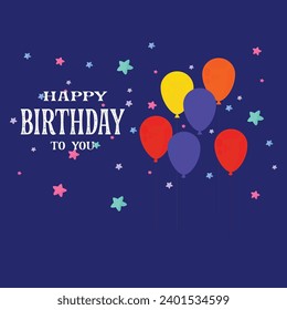 Birthday balloons vector background design. Happy birthday to you text with balloon and confetti decoration element for birth day celebration greeting card design. Vector illustration