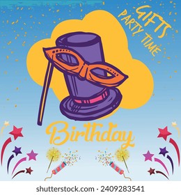 Diseño de fondo vectorial de globos de cumpleaños. Feliz cumpleaños a tu texto con elementos de decoración de globo y confeti para el diseño de tarjetas de felicitación de la celebración del día de nacimiento. Ilustración del vector