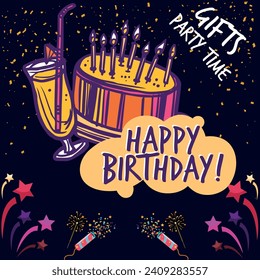 Diseño de fondo vectorial de globos de cumpleaños. Feliz cumpleaños a tu texto con elementos de decoración de globo y confeti para el diseño de tarjetas de felicitación de la celebración del día de nacimiento. Ilustración del vector