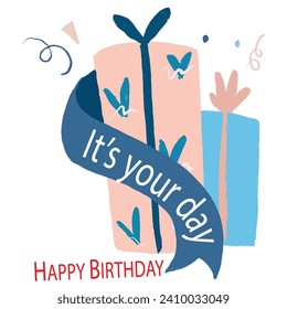 Birthday balloons vector background design. Happy birthday to you text with balloon and confetti decoration element for birth day celebration greeting card design. Vector illustration