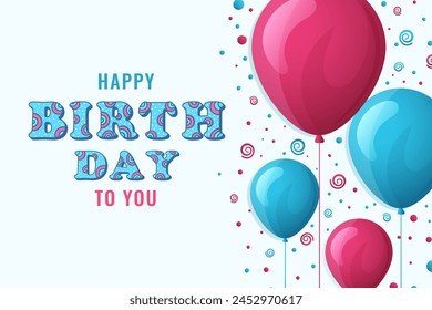 Birthday balloons vector background design. Happy birthday to you text with balloons decoration element for birth day celebration greeting card design. Vector illustration