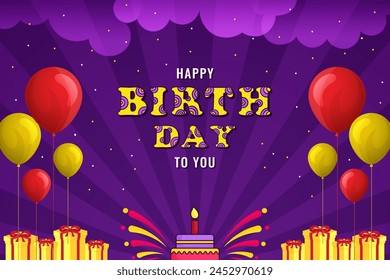 Birthday balloons vector background design. Happy birthday to you text with balloons decoration element for birth day celebration greeting card design. Vector illustration