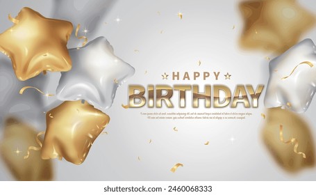 Birthday balloons vector background design. Happy birthday to you, decorative elements with balloons and confetti for birthday celebration greeting card design.