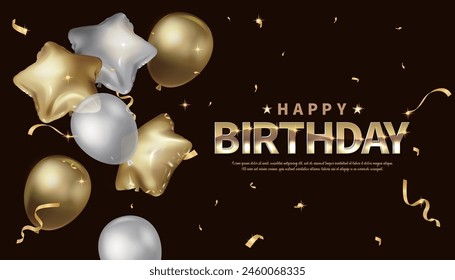 Birthday balloons vector background design. Happy birthday to you, decorative elements with balloons and confetti for birthday celebration greeting card design.