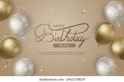 Birthday balloons vector background design. Happy birthday to you, decorative elements with balloons and confetti for birthday celebration greeting card design.