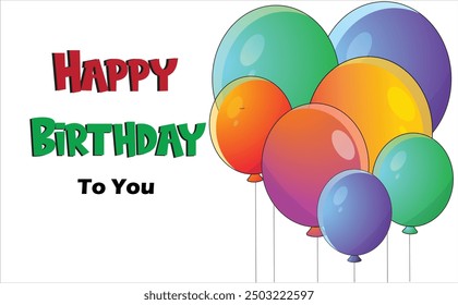 Birthday balloons vector background design. Happy birthday to you text with balloon and confetti decoration element for birth day celebration greeting card design. Vector illustration 