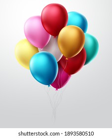 Concepto vectorial de los globos de cumpleaños. Colorido grupo de elementos de globos voladores para la celebración de cumpleaños y diseño de tarjetas de invitación. Ilustración del vector 
