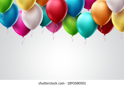 Birthday balloons vector template design. Colorful flying balloon elements for birthday party invitation card design in white empty space for text background design. Vector illustration 
