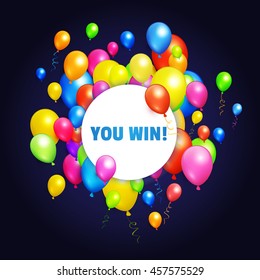 Birthday Banner with Colorful Balloons. Celebration, Holiday, Presentation, Sale and Win Design. Vector illustration