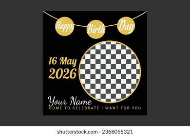 birthday banner design, social media post, birthday card vector