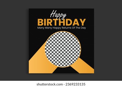 Birthday banner design, social media post, birthday card vector