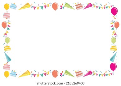 Geburtstagsbanner-Frames. Illustration der Geburtstagsfeier mit buntem Banner. Perfekt für Feiern und Geburtstagsfeiern
