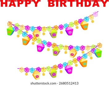 Banner de aniversário pendurado vetor de decoração