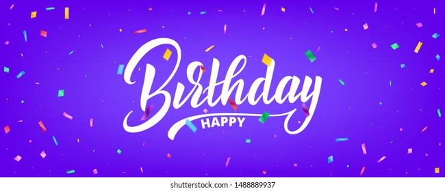 Birthday banner vector design. Holiday background design with colorful particles and Happy Birthday lettering.