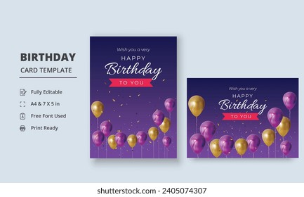 Birthday Banner, Birthday Wish Card, Birthday Poster, Birthday Card Template