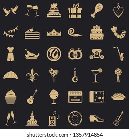 Birthday banquet icons set. Simple style of 36 birthday banquet vector icons for web for any design