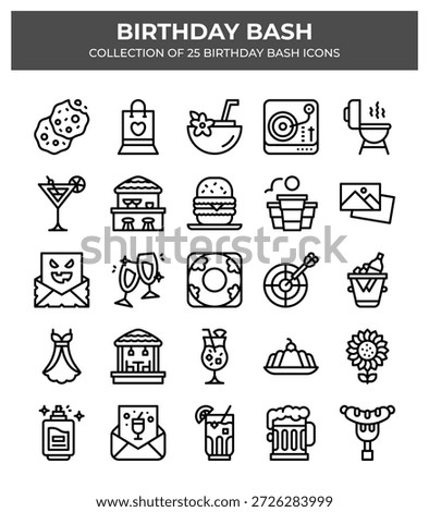 Birthday Bash. 25 Unique Party Icons Collection