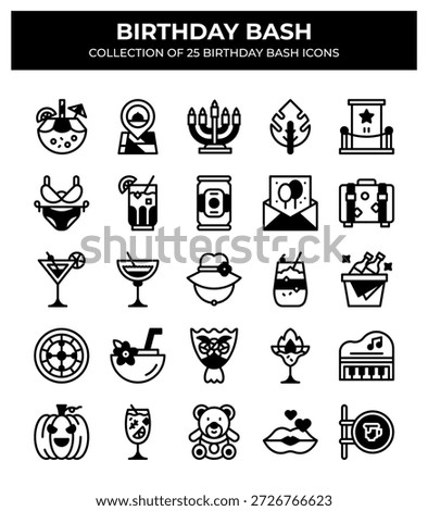 Birthday Bash. 25 Unique Party Icons Collection