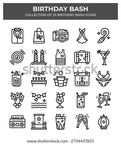 Birthday Bash. 25 Unique Party Icons Collection