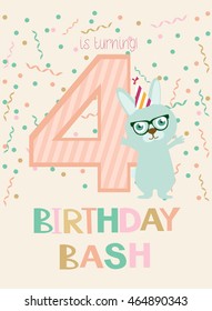 Birthday bash card with cute animals