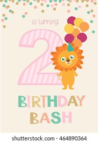 Birthday bash card with cute animals