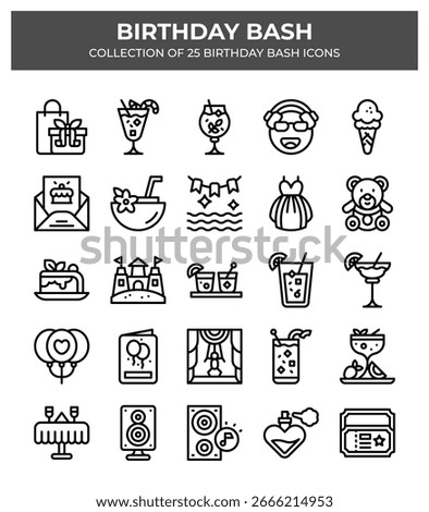 Birthday Bash. Collection of 25 Birthday Party Icons