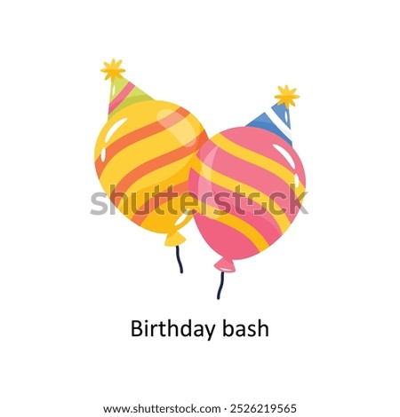 Birthday bash doodle vector outline Sticker. EPS 10 file