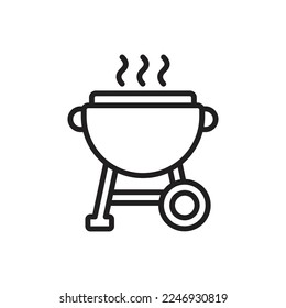 Birthday Bbq Grill Outline Icon Vector Illustration