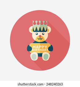birthday bear flat icon with long shadow,eps10