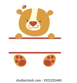 birthday, bear, monogram, name, bear head