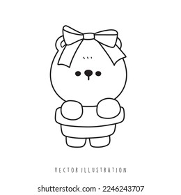 contorno del oso de cumpleaños, ilustración del vector
