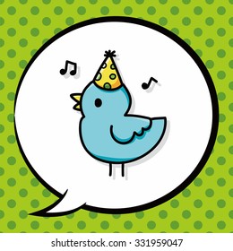 birthday bird doodle, speech bubble