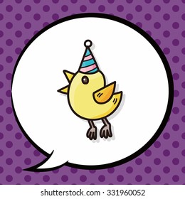 birthday bird doodle, speech bubble