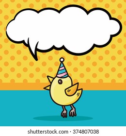 birthday bird doodle, speech bubble