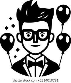 Birthday - Black and White Isolated Icon - Vector illustration