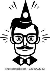 Birthday - Black and White Isolated Icon - Vector illustration