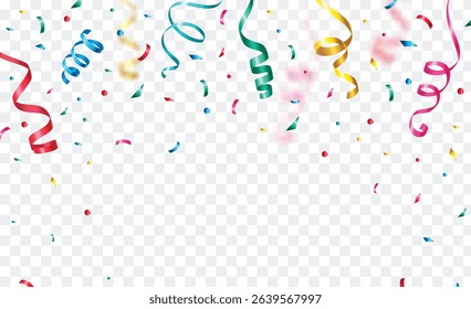 Birthday blank card template clipart design. Editable invitation, greeting and wishes clip art background with colorful confetti decoration elements vector illustration. 
