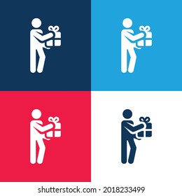 Birthday blue and red four color minimal icon set