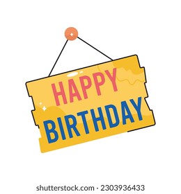 Birthday board doodle filled vector outline Sticker. EPS 10 file