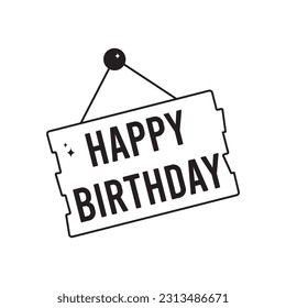 Birthday board doodle vector outline Sticker. EPS 10 file