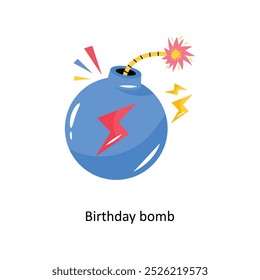Birthday bomb doodle vector outline Sticker. EPS 10 file