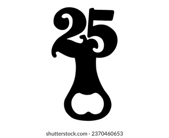 Birthday bottle opener silhouette vector art white background