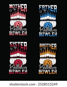 Birthday bowling typography t shirt design vector eps