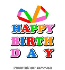 Cuadro de cumpleaños con palabras, ilustración de arte vectorial.